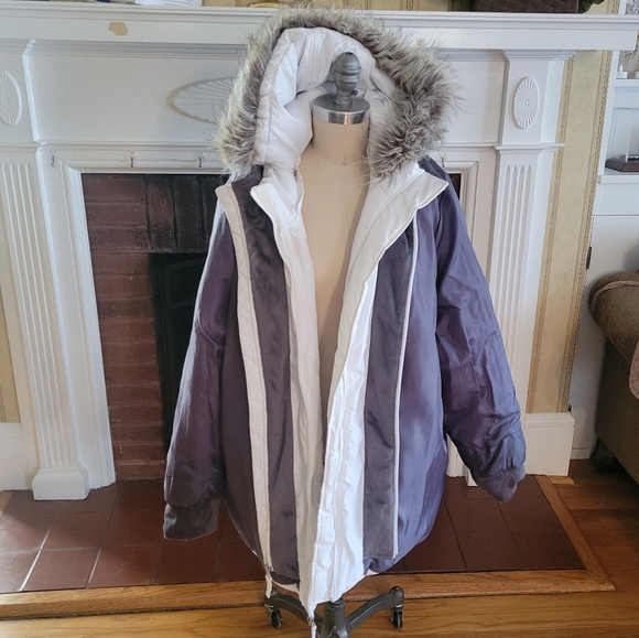 FREE TECH White Puffer Hooded Jacket Size 2X 18W/20W - Picture 11 of 14